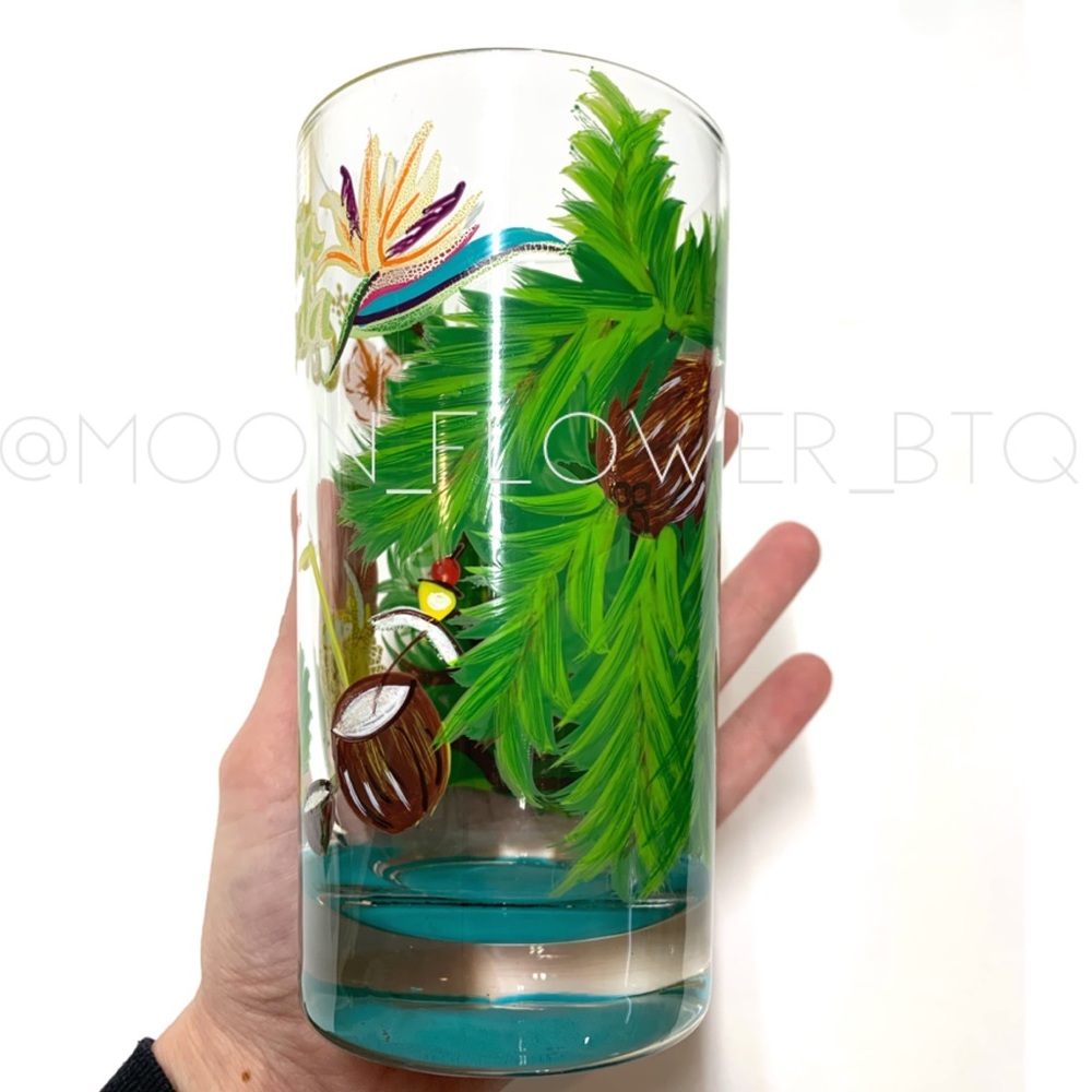 Lolita Pina Colada Hand Painted Cocktail Glass 16oz Tropical Gift Box - Picture 5 of 13